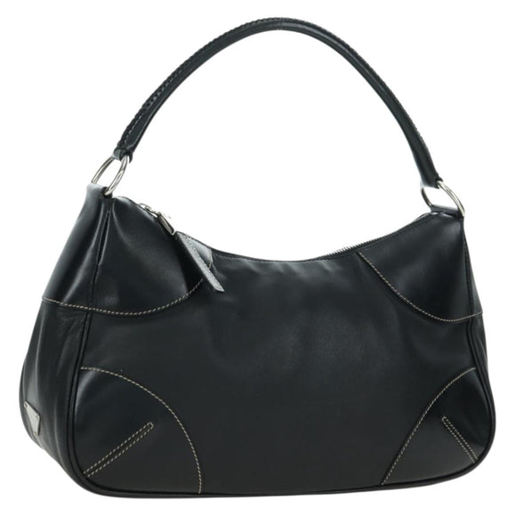 PRADA Hand Bag Leather Black Silver Auth am11564V