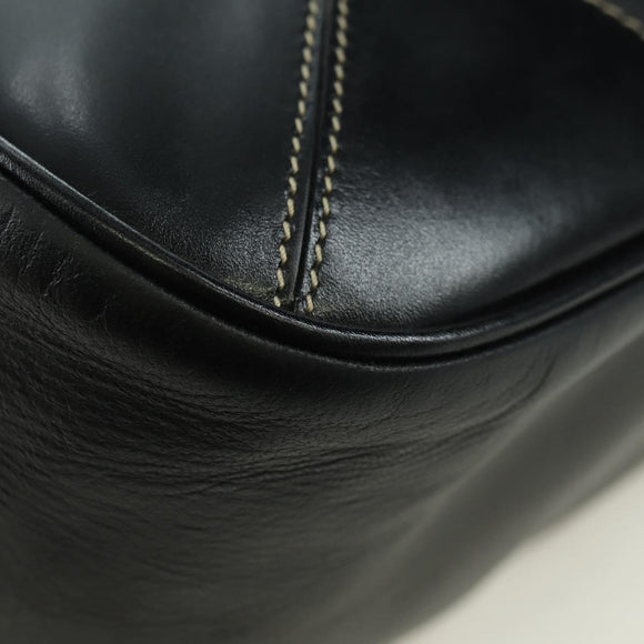 PRADA Hand Bag Leather Black Silver Auth am11564V