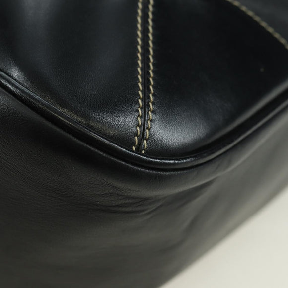 PRADA Hand Bag Leather Black Silver Auth am11564V