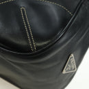 PRADA Hand Bag Leather Black Silver Auth am11564V-17