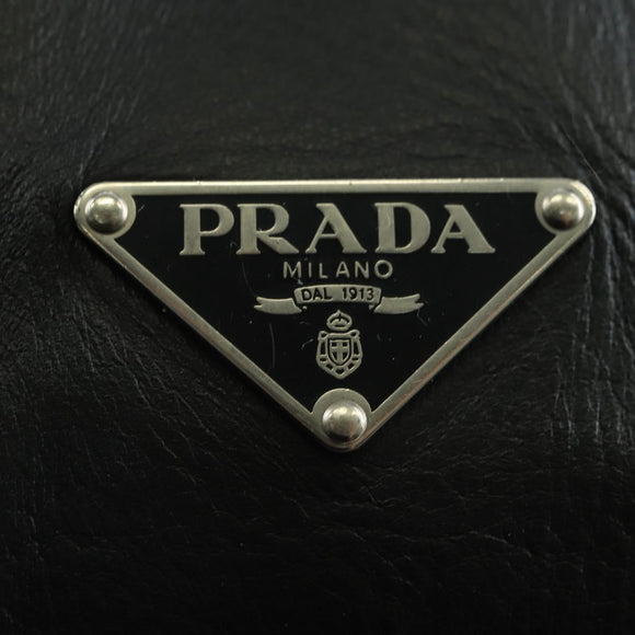 PRADA Hand Bag Leather Black Silver Auth am11564V