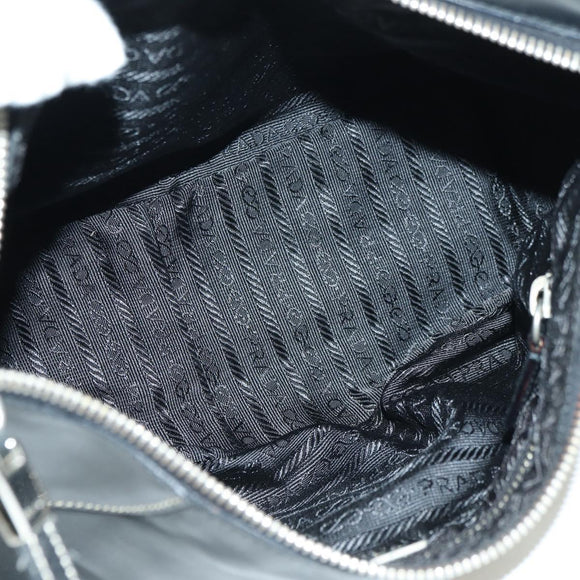 PRADA Hand Bag Leather Black Silver Auth am11564V