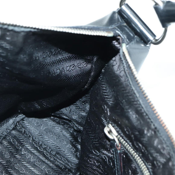 PRADA Hand Bag Leather Black Silver Auth am11564V