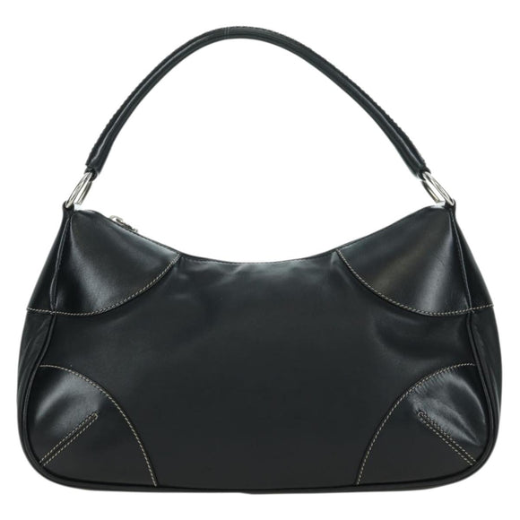 PRADA Hand Bag Leather Black Silver Auth am11564V