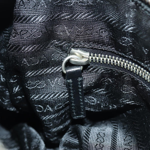 PRADA Hand Bag Leather Black Silver Auth am11564V
