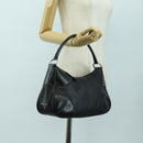 PRADA Hand Bag Leather Black Silver Auth am11564V-24