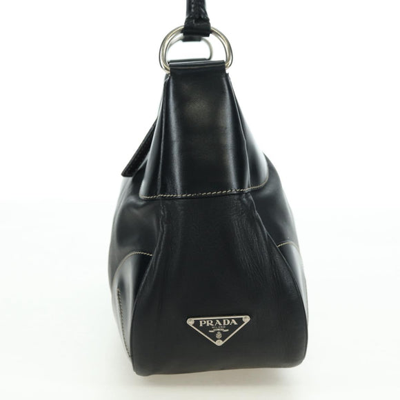 PRADA Hand Bag Leather Black Silver Auth am11564V