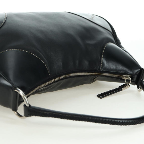 PRADA Hand Bag Leather Black Silver Auth am11564V