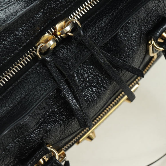 BALENCIAGA City Hand Bag Leather 2way Black Gold 432831 Auth am11565V