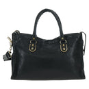 BALENCIAGA City Hand Bag Leather 2way Black Gold 432831 Auth am11565V-3