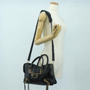 BALENCIAGA City Hand Bag Leather 2way Black Gold 432831 Auth am11565V-31