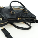 BALENCIAGA City Hand Bag Leather 2way Black Gold 432831 Auth am11565V-6