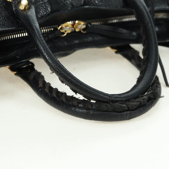 BALENCIAGA City Hand Bag Leather 2way Black Gold 432831 Auth am11565V