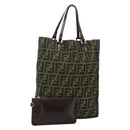 FENDI Zucca Canvas Tote Bag Nylon Black Brown Auth am11568A-1