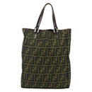 FENDI Zucca Canvas Tote Bag Nylon Black Brown Auth am11568A-2