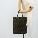 FENDI Zucca Canvas Tote Bag Nylon Black Brown Auth am11568A-22