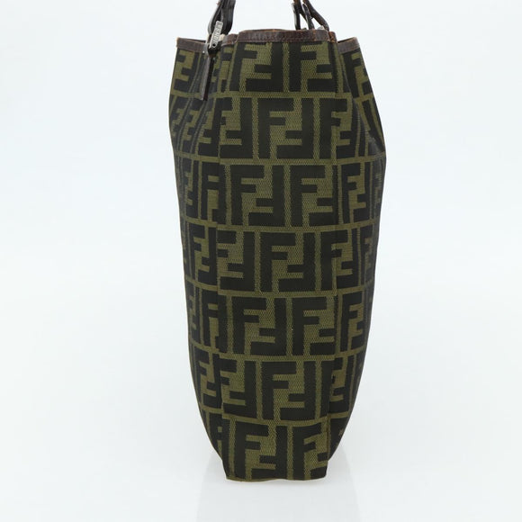 FENDI Zucca Canvas Tote Bag Nylon Black Brown Auth am11568A
