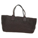 BOTTEGA VENETA INTRECCIATO Cabas MM Tote Bag Leather Brown 115664 Auth am11571V-2