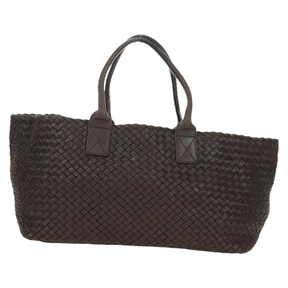 BOTTEGA VENETA INTRECCIATO Cabas MM Tote Bag Leather Brown 115664 Auth am11571V