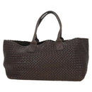 BOTTEGA VENETA INTRECCIATO Cabas MM Tote Bag Leather Brown 115664 Auth am11571V-3