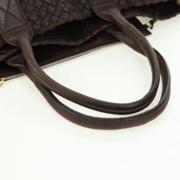 BOTTEGA VENETA INTRECCIATO Cabas MM Tote Bag Leather Brown 115664 Auth am11571V