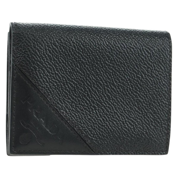 PRADA Card Case Leather Black Auth am11572V