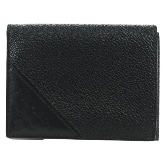 PRADA Card Case Leather Black Auth am11572V