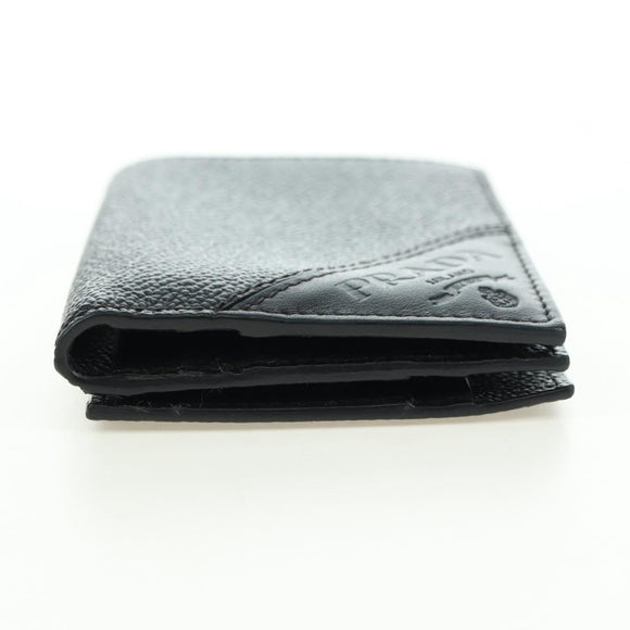 PRADA Card Case Leather Black Auth am11572V