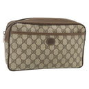 GUCCI GG Supreme Clutch Bag PVC Beige Brown Gold 89 01 044 Auth am11575-1