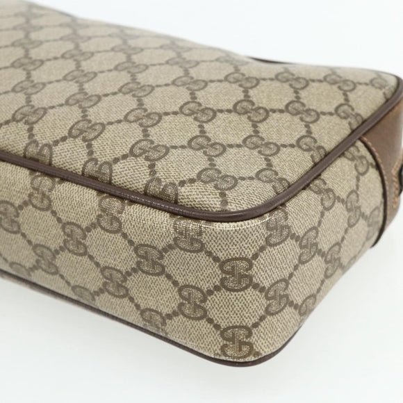 GUCCI GG Supreme Clutch Bag PVC Beige Brown Gold 89 01 044 Auth am11575