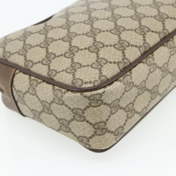 GUCCI GG Supreme Clutch Bag PVC Beige Brown Gold 89 01 044 Auth am11575