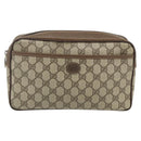 GUCCI GG Supreme Clutch Bag PVC Beige Brown Gold 89 01 044 Auth am11575-2