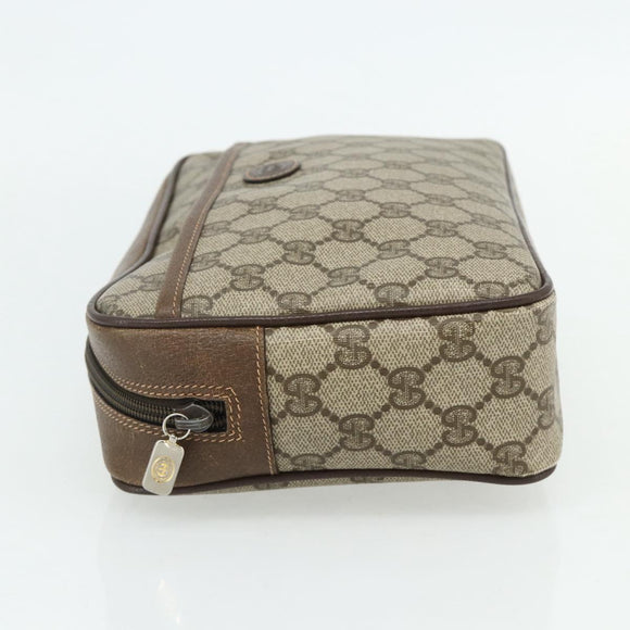 GUCCI GG Supreme Clutch Bag PVC Beige Brown Gold 89 01 044 Auth am11575