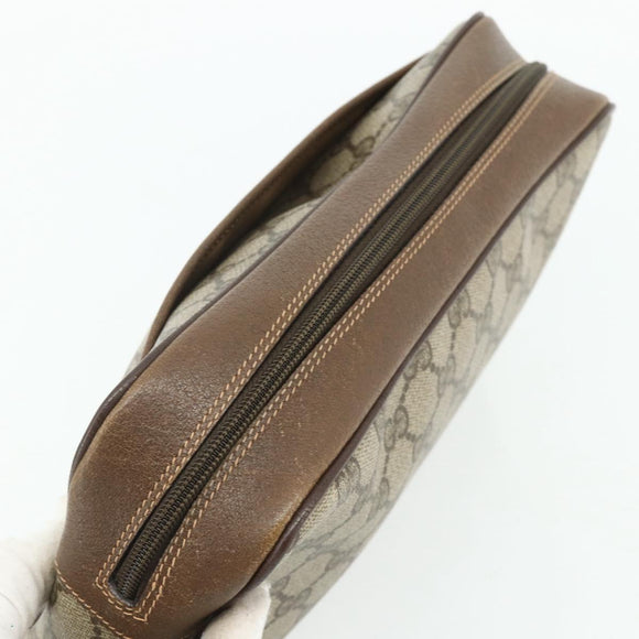 GUCCI GG Supreme Clutch Bag PVC Beige Brown Gold 89 01 044 Auth am11575