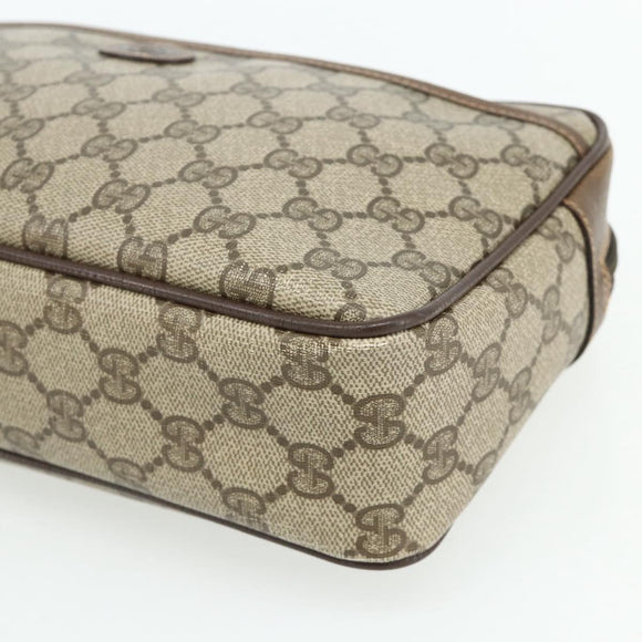 GUCCI GG Supreme Clutch Bag PVC Beige Brown Gold 89 01 044 Auth am11575