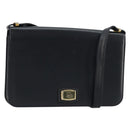 Christian Dior Shoulder Bag Leather Navy Gold Auth am11577-1