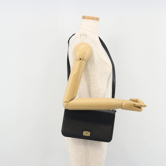 Christian Dior Shoulder Bag Leather Navy Gold Auth am11577