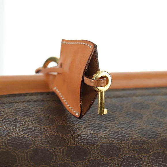 CELINE Macadam Canvas Hand Bag PVC Leather 2way Brown Gold Auth am11580V