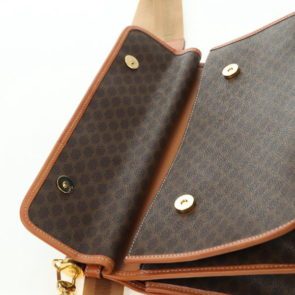 CELINE Macadam Canvas Hand Bag PVC Leather 2way Brown Gold Auth am11580V