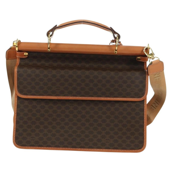 CELINE Macadam Canvas Hand Bag PVC Leather 2way Brown Gold Auth am11580V