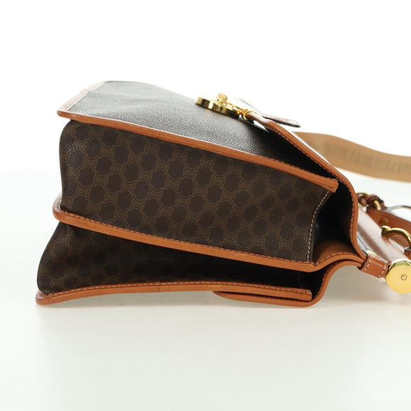 CELINE Macadam Canvas Hand Bag PVC Leather 2way Brown Gold Auth am11580V