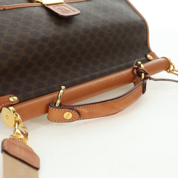 CELINE Macadam Canvas Hand Bag PVC Leather 2way Brown Gold Auth am11580V