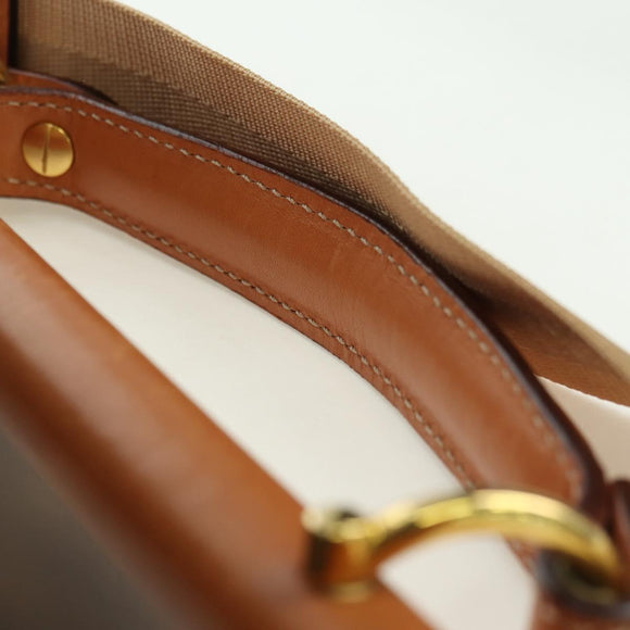 CELINE Macadam Canvas Hand Bag PVC Leather 2way Brown Gold Auth am11580V