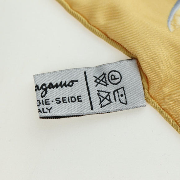 Salvatore Ferragamo Bird Pattern Scarf Silk Yellow Auth am11583A