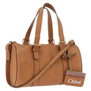 Chloe Sam Mini Boston Bag Leather 2way Beige Gold Auth am11584A-1