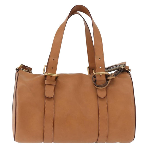 Chloe Sam Mini Boston Bag Leather 2way Beige Gold Auth am11584A