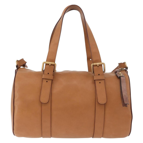 Chloe Sam Mini Boston Bag Leather 2way Beige Gold Auth am11584A