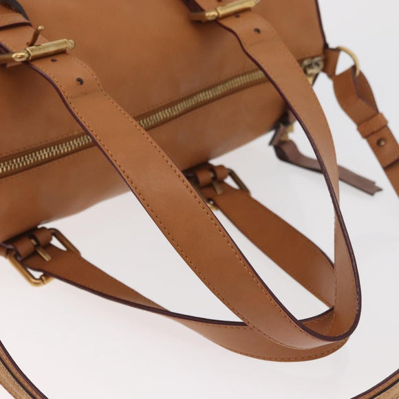 Chloe Sam Mini Boston Bag Leather 2way Beige Gold Auth am11584A