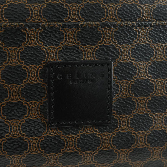 CELINE Macadam Canvas Boston Bag PVC Leather Black Gold Auth am11585V