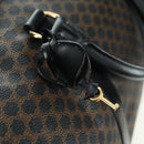 CELINE Macadam Canvas Boston Bag PVC Leather Black Gold Auth am11585V-15